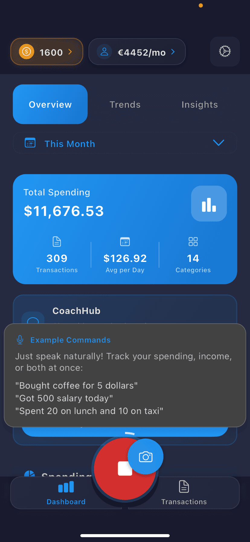Lightning-fast expense logging